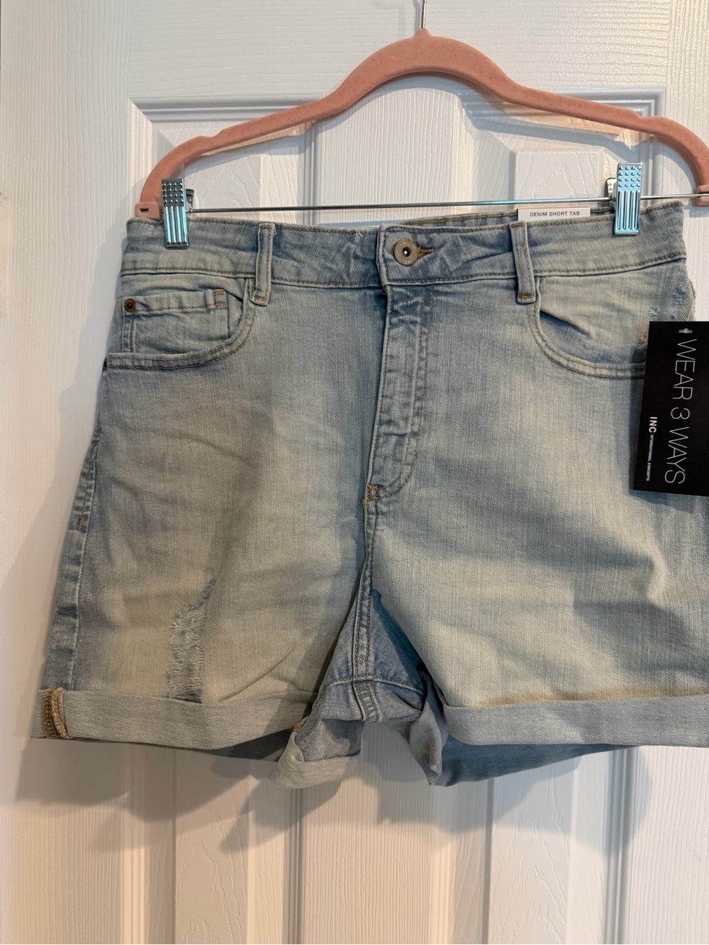 INC International Concepts Light Blue Denim Roll-Hem Shorts